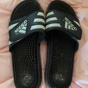 Adidas Black and White Slide Sandals